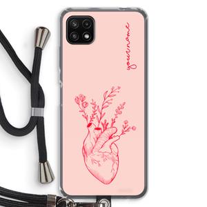 CaseCompany Blooming Heart: Samsung Galaxy A22 5G Transparant Hoesje met koord