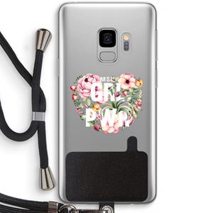 CaseCompany GRL PWR Flower: Samsung Galaxy S9 Transparant Hoesje met koord