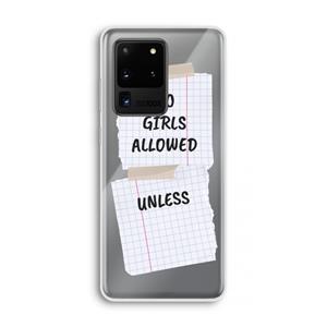 CaseCompany No Girls Allowed Unless: Samsung Galaxy S20 Ultra Transparant Hoesje