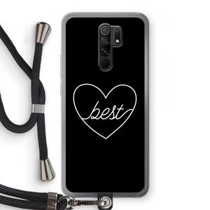 CaseCompany Best heart black: Xiaomi Redmi 9 Transparant Hoesje met koord