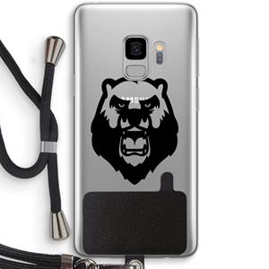 CaseCompany Angry Bear (black): Samsung Galaxy S9 Transparant Hoesje met koord