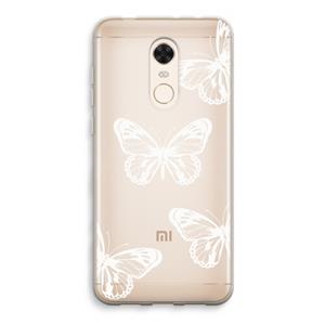 CaseCompany White butterfly: Xiaomi Redmi 5 Transparant Hoesje