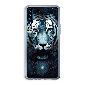 CaseCompany Darkness Tiger: Samsung Galaxy A20s Transparant Hoesje