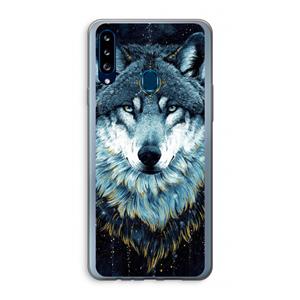CaseCompany Darkness Wolf: Samsung Galaxy A20s Transparant Hoesje