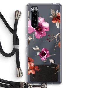 CaseCompany Geschilderde bloemen: Sony Xperia 5 Transparant Hoesje met koord