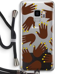CaseCompany Hands dark: Samsung Galaxy S9 Transparant Hoesje met koord