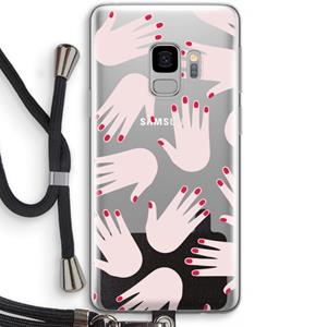 CaseCompany Hands pink: Samsung Galaxy S9 Transparant Hoesje met koord