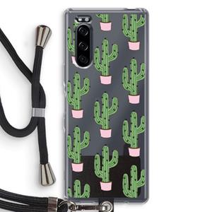CaseCompany Cactus Lover: Sony Xperia 5 Transparant Hoesje met koord