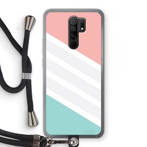 CaseCompany Strepen pastel: Xiaomi Redmi 9 Transparant Hoesje met koord