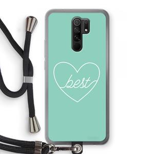 CaseCompany Best heart pastel: Xiaomi Redmi 9 Transparant Hoesje met koord