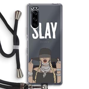 CaseCompany Slay All Day: Sony Xperia 5 Transparant Hoesje met koord