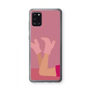 CaseCompany Pink boots: Samsung Galaxy A31 Transparant Hoesje