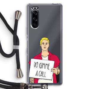 CaseCompany Gimme a call: Sony Xperia 5 Transparant Hoesje met koord