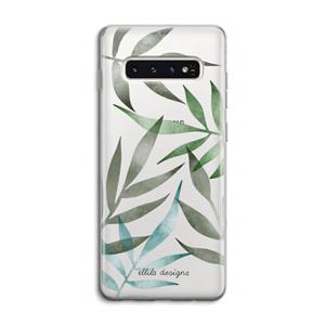 CaseCompany Tropical watercolor leaves: Samsung Galaxy S10 4G Transparant Hoesje