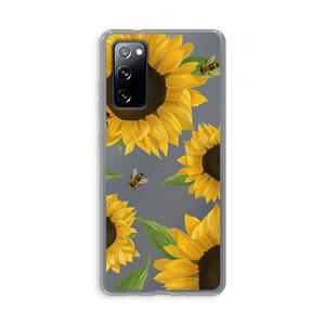 CaseCompany Sunflower and bees: Samsung Galaxy S20 FE / S20 FE 5G Transparant Hoesje