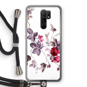 CaseCompany Mooie bloemen: Xiaomi Redmi 9 Transparant Hoesje met koord