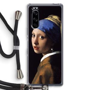 CaseCompany The Pearl Earring: Sony Xperia 5 Transparant Hoesje met koord