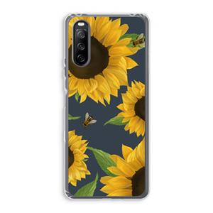 CaseCompany Sunflower and bees: Sony Xperia 10 III Transparant Hoesje