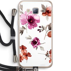CaseCompany Geschilderde bloemen: Samsung Galaxy J3 (2016) Transparant Hoesje met koord