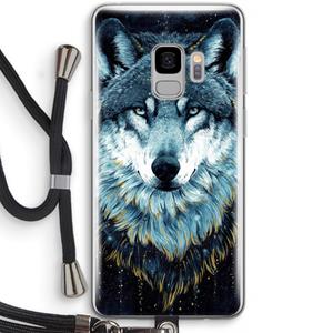 CaseCompany Darkness Wolf: Samsung Galaxy S9 Transparant Hoesje met koord