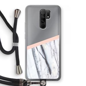 CaseCompany A touch of peach: Xiaomi Redmi 9 Transparant Hoesje met koord