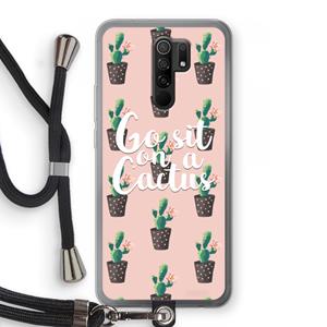 CaseCompany Cactus quote: Xiaomi Redmi 9 Transparant Hoesje met koord