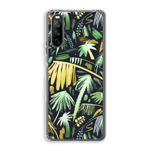 CaseCompany Tropical Palms Dark: Sony Xperia 10 III Transparant Hoesje