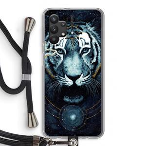 CaseCompany Darkness Tiger: Samsung Galaxy A32 5G Transparant Hoesje met koord