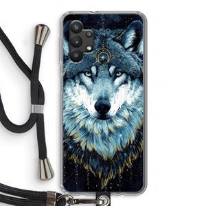 CaseCompany Darkness Wolf: Samsung Galaxy A32 5G Transparant Hoesje met koord