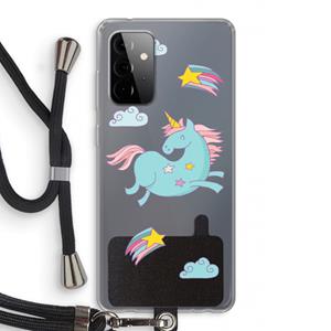 CaseCompany Vliegende eenhoorn: Samsung Galaxy A72 5G Transparant Hoesje met koord