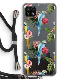 CaseCompany Kleurrijke papegaaien: Samsung Galaxy A22 5G Transparant Hoesje met koord