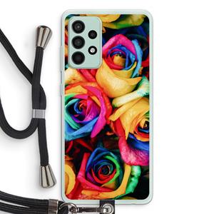CaseCompany Neon bloemen: Samsung Galaxy A52s 5G Transparant Hoesje met koord