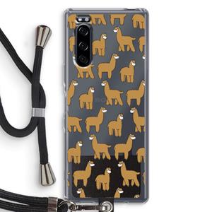 CaseCompany Alpacas: Sony Xperia 5 Transparant Hoesje met koord