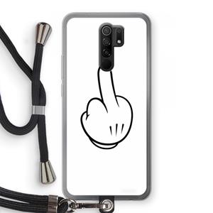 CaseCompany Middle finger white: Xiaomi Redmi 9 Transparant Hoesje met koord