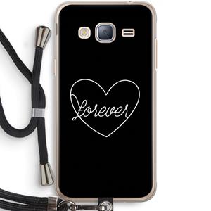CaseCompany Forever heart black: Samsung Galaxy J3 (2016) Transparant Hoesje met koord