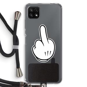 CaseCompany Middle finger white: Samsung Galaxy A22 5G Transparant Hoesje met koord