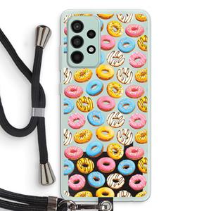 CaseCompany Pink donuts: Samsung Galaxy A52s 5G Transparant Hoesje met koord