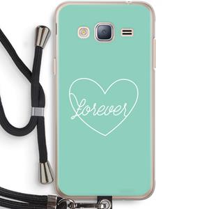 CaseCompany Forever heart pastel: Samsung Galaxy J3 (2016) Transparant Hoesje met koord