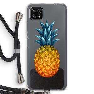 CaseCompany Grote ananas: Samsung Galaxy A22 5G Transparant Hoesje met koord