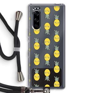CaseCompany Ananas: Sony Xperia 5 Transparant Hoesje met koord