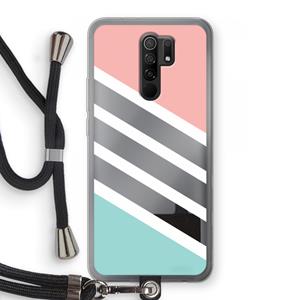 CaseCompany Strepen pastel: Xiaomi Redmi 9 Transparant Hoesje met koord