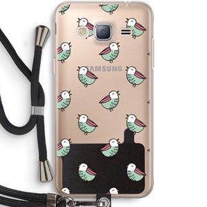 CaseCompany Vogeltjes: Samsung Galaxy J3 (2016) Transparant Hoesje met koord