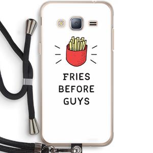 CaseCompany Fries before guys: Samsung Galaxy J3 (2016) Transparant Hoesje met koord
