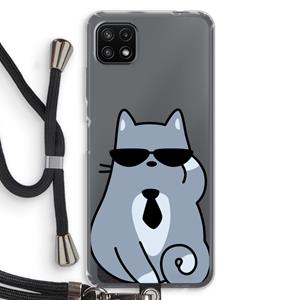 CaseCompany Cool cat: Samsung Galaxy A22 5G Transparant Hoesje met koord