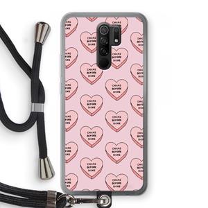 CaseCompany Chicks before dicks: Xiaomi Redmi 9 Transparant Hoesje met koord