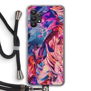 CaseCompany Pink Orchard: Samsung Galaxy A32 5G Transparant Hoesje met koord