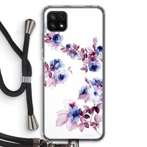 CaseCompany Waterverf bloemen: Samsung Galaxy A22 5G Transparant Hoesje met koord