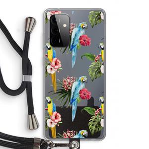 CaseCompany Kleurrijke papegaaien: Samsung Galaxy A72 5G Transparant Hoesje met koord