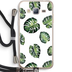 CaseCompany Tropische bladeren: Samsung Galaxy J3 (2016) Transparant Hoesje met koord