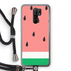 CaseCompany Watermeloen: Xiaomi Redmi 9 Transparant Hoesje met koord